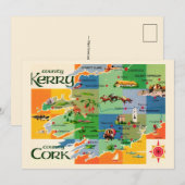 Ierland Kaart van Kerry & Cork 5x7 Grote Postkaart (Voorkant / Achterkant)