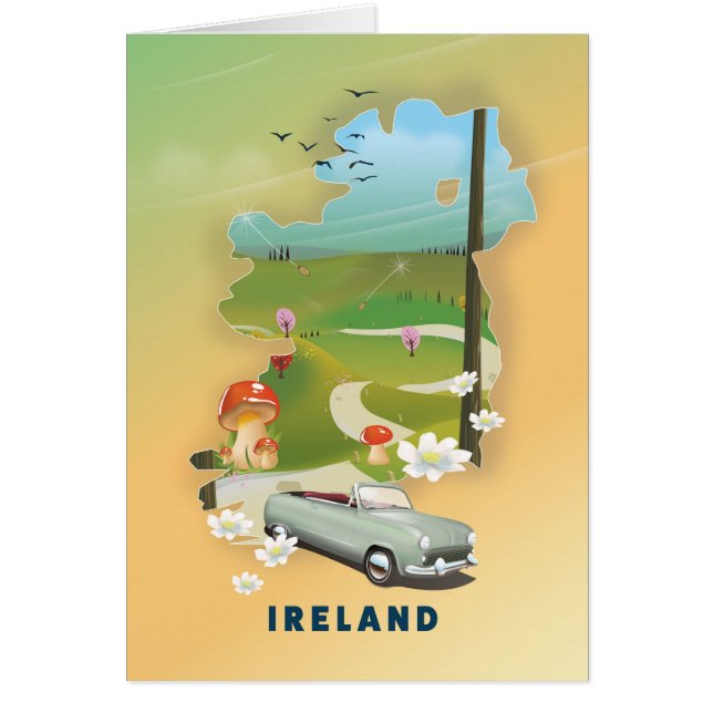 Ierland kaart vintage-poster (Voorkant)