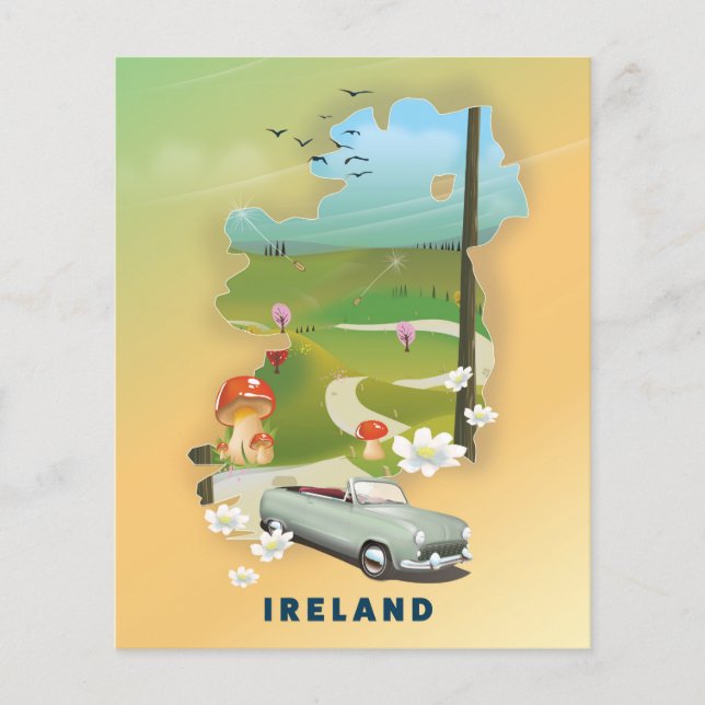 Ierland kaart vintage-poster (Voorkant)