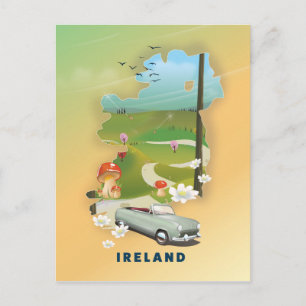 Ierland kaart vintage-poster