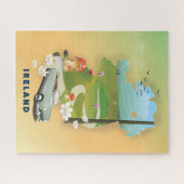 Ierland kaart vintage-poster legpuzzel (Horizontaal)