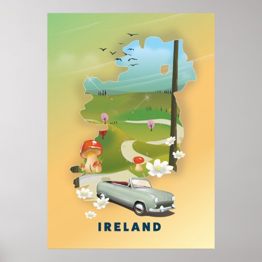 Ierland kaart vintage-poster poster (Voorkant)