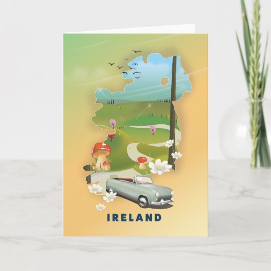 Ierland kaart vintage reisposter (Voorkant)