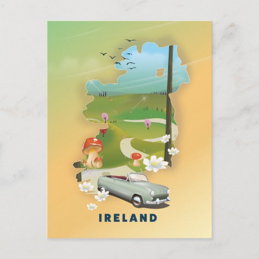 Ierland kaart vintage reisposter (Voorkant)