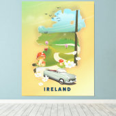 Ierland kaart vintage reisposter canvas afdruk (Insitu (Houten vloer))
