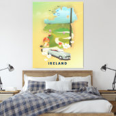 Ierland kaart vintage reisposter canvas afdruk (Insitu (Slaapkamer))