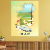 Ierland kaart vintage reisposter canvas afdruk (Insitu (Woonkamer))