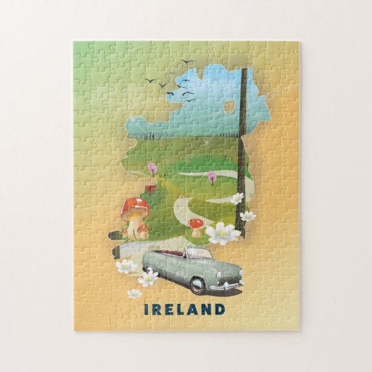 Ierland kaart vintage reisposter legpuzzel (Verticaal)