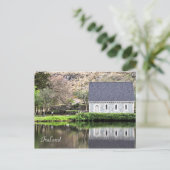 Ierland, kerk, stenen muur, meer, fotografie briefkaart (Staand voorkant)