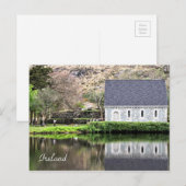 Ierland, kerk, stenen muur, meer, fotografie briefkaart (Voorkant / Achterkant)