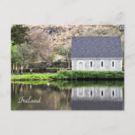 Ierland, kerk, stenen muur, meer, fotografie briefkaart