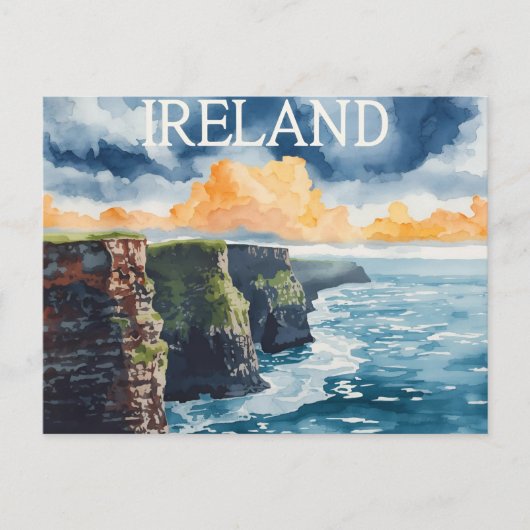 Ierland Kliffen van Moher Oude Reisposter Briefkaart (Voorkant)