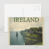 Ierland Kliffen van Moher Oude Reisposter Briefkaart (Voorkant / Achterkant)