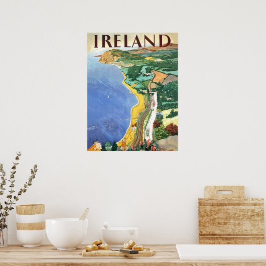 Ierland, kustlijn, oud poster (Keuken)