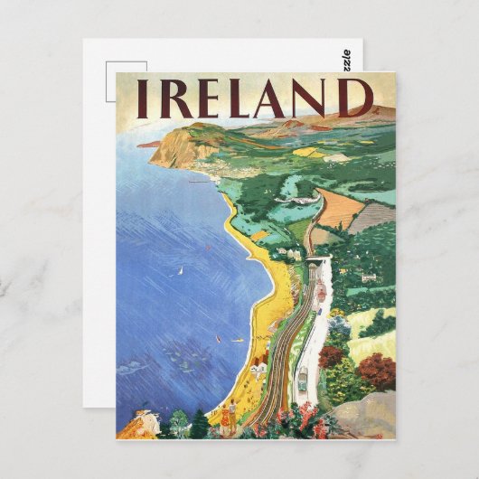 Ierland, kustlijn, oud poster briefkaart (Voorkant / Achterkant)