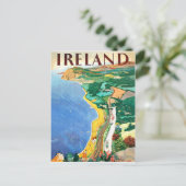 Ierland, kustlijn, vintage reisposter briefkaart (Staand voorkant)