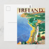 Ierland, kustlijn, vintage reisposter briefkaart (Voorkant / Achterkant)