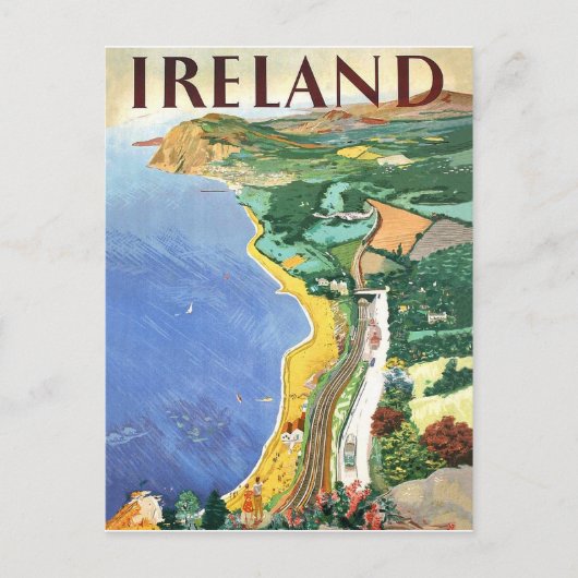 Ierland, kustlijn, vintage reisposter briefkaart (Voorkant)
