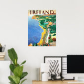 Ierland, kustlijn, vintage reisposter poster (Thuiskantoor)