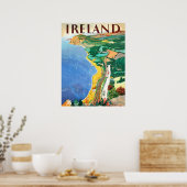 Ierland, kustlijn, vintage reisposter poster (Keuken)