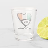 Ierland Landcode Vlag Hart met aangepaste tekst Shot Glas (Achterkant)