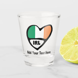 Ierland Landcode Vlag Hart met aangepaste tekst Shot Glas