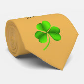Ierland letters en shamrock op beige ntcnt stropdas (Opgerold)