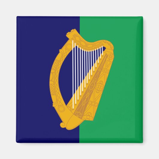 Ierland magneet - Harp op blauw & groen (Voorkant)