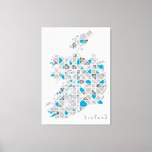 Ierland Map Crystal Diamond Style Artwork Canvas Afdruk