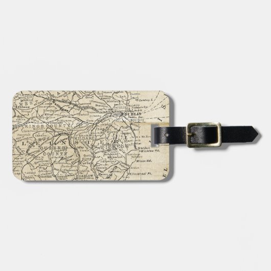  Ierland Map Dublin Kildare Region Travel Bagagelabel (Voorkant horizontaal)