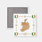 Ierland Map + Flags Magnet (Voorkant / Achterkant)