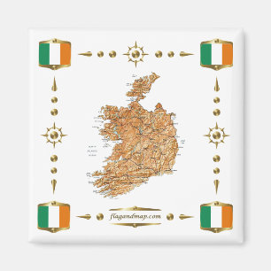 Ierland Map + Flags Magnet