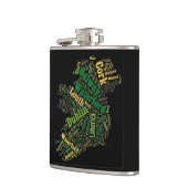 Ierland Map Word Art Flask Heupfles (Links)