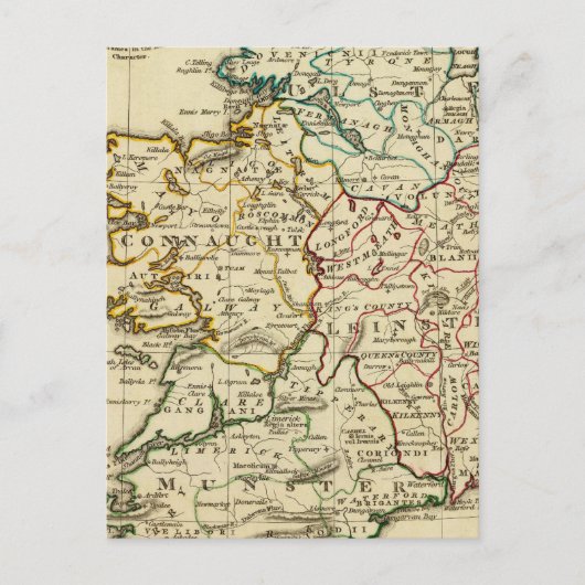 Ierland met vastgestelde grenzen briefkaart (Voorkant)