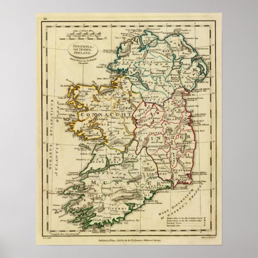 Ierland met vastgestelde grenzen poster (Voorkant)