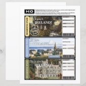 Ierland Mock Ticket voor Reizen en Evenementen (Voorkant / Achterkant)