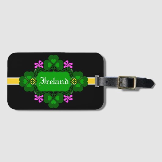 Ierland National Shamrock roze bloem-aangepaste na Bagagelabel (Voorkant (horizontaal))