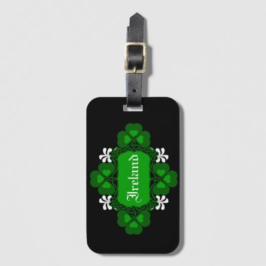 Ierland National Shamrock wit bloem-aangepaste naa Bagagelabel (Voorkant (verticaal))