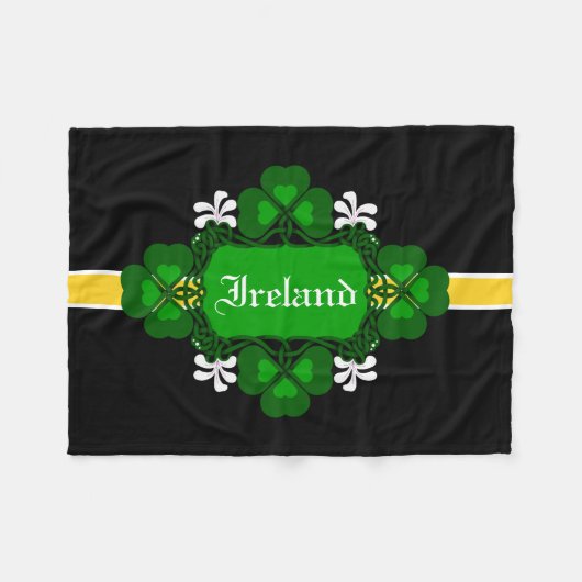 Ierland National Shamrock wit bloem-aangepaste naa Fleece Deken (Voorkant (Horizontaal))
