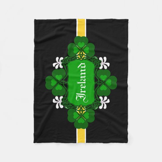 Ierland National Shamrock wit bloem-aangepaste naa Fleece Deken (Voorkant)