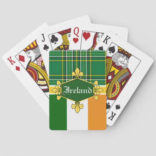 Ierland National Tartan, flag, Customize with name Pokerkaarten (Achterkant)