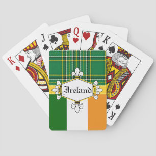 Ierland National Tartan, flag, Customize with name Pokerkaarten