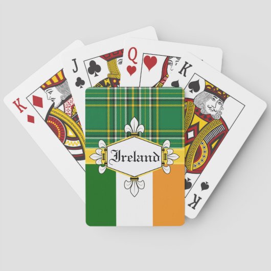 Ierland National Tartan, flag, Customize with name Pokerkaarten (Achterkant)