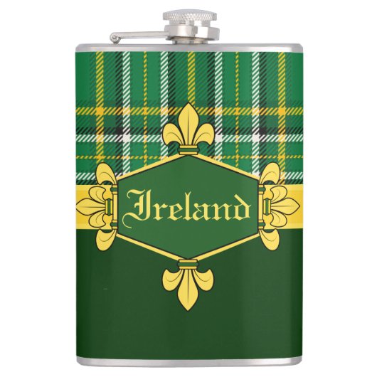 Ierland Nationale Tartan, pas met naam aan Heupfles (Voorkant)