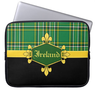 Ierland Nationale Tartan, pas met naam aan Laptop Sleeve