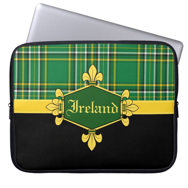 Ierland Nationale Tartan, pas met naam aan Laptop Sleeve (Voorkant)