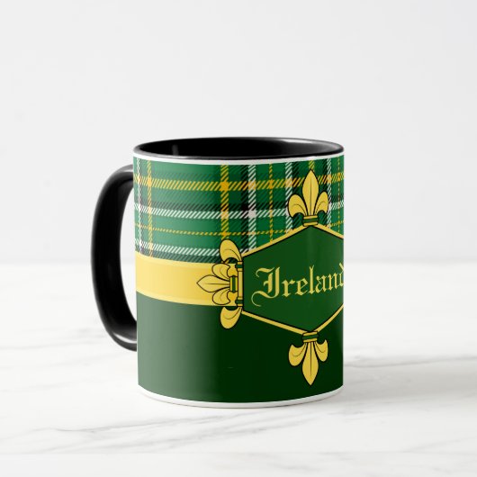 Ierland Nationale Tartan, pas met naam aan Mok (Voorkant links)