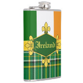 Ierland Nationale Tartan, vlag, Aanpassen met naam Heupfles (Rechts)