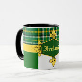 Ierland Nationale Tartan, vlag, Aanpassen met naam Mok (Voorkant links)