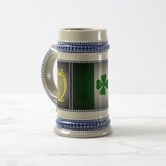 Ierland Nationale vlag, Harp, groene shamrocks Bierpul (Voorkant links)